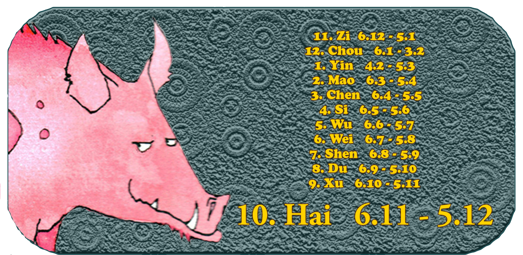 Zodiaco cinese | I dodici animali cinesi | Maiale, gennaio, mese 10 Squalo